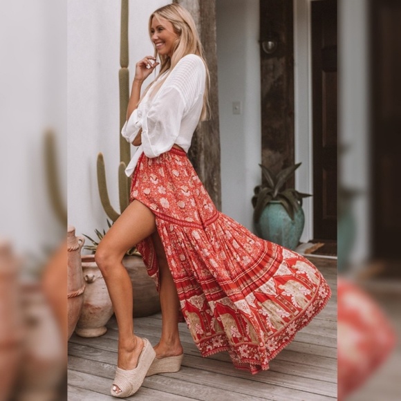 spell poinciana maxi skirt